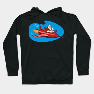 Santa Claus Riding Jet Plane Retro Hoodie